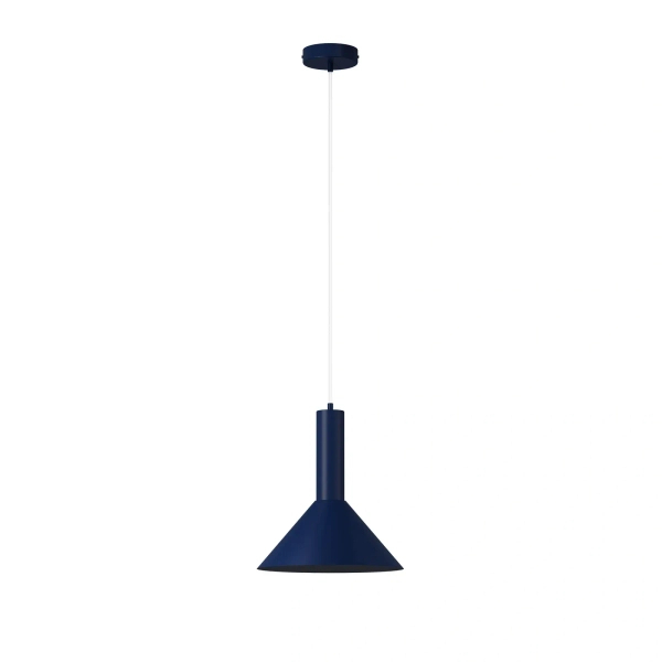 Stożkowa wisząca lampa VITRUM granatowa 1xE27 metalowa do salonu 41595