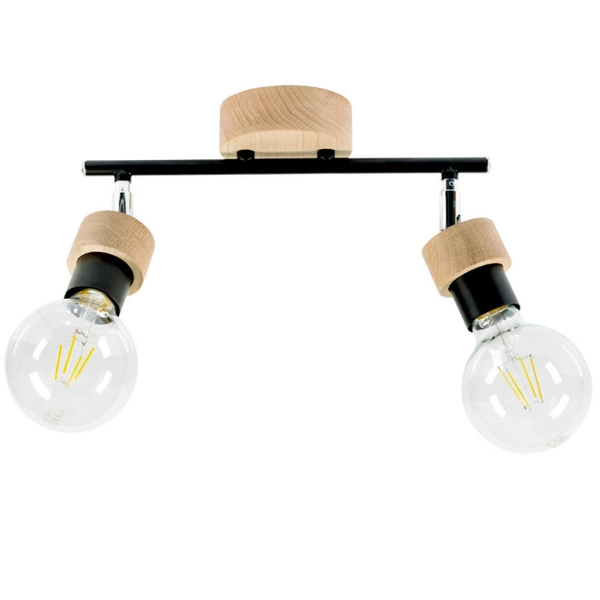 Regulowana lampa sufitowa MARJOLAINE 2831204 reflektorki czarne drewno