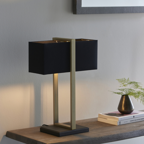 Stołowa lampa frame L&-193061 Light& z abażurem czarnym mosiądz