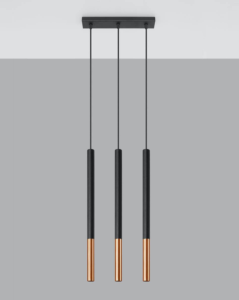 Wisząca LAMPA tuby SL.0889 metalowa OPRAWA okrągły ZWIS na listwie czarny miedź