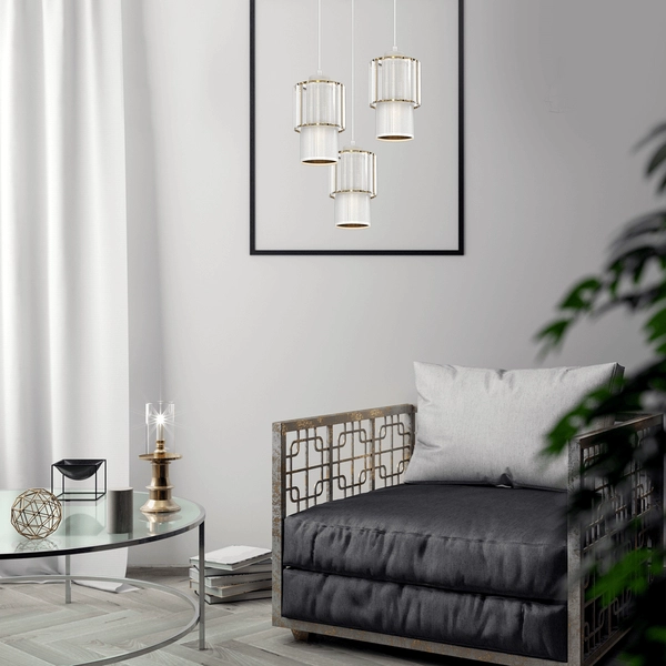 Wisząca lampa Blanco MLP8366 ażur nad stół biały złoty