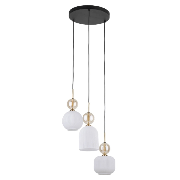 Wisząca lampa do przedpokoju Sophia Cognac ryflowana biały czarny