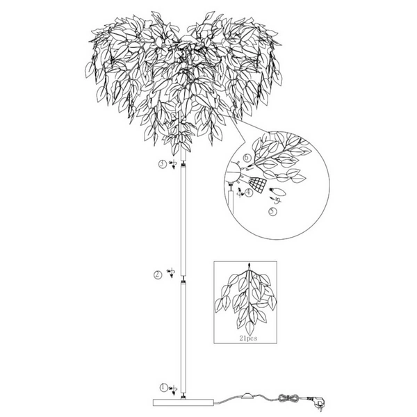 Stojąca lampa Leavy R40463001 RL Light liście metalowa chrom biały