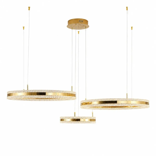 Lampa wisząca ARKADIA ST-6376-40+60+80 złota LED 95W 3000K ringi