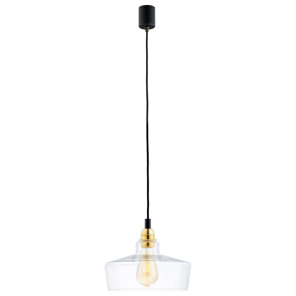 Wisząca LAMPA skandynawska LONGIS 10873105 Kaspa loftowa OPRAWA szklany ZWIS okrągły złoty przezroczysty czarny
