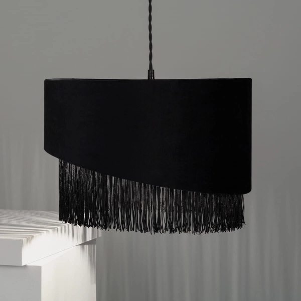 Materiałowa lampa wisząca Fonte ABR-LWAF-E27 Abruzzo aksamit czarny