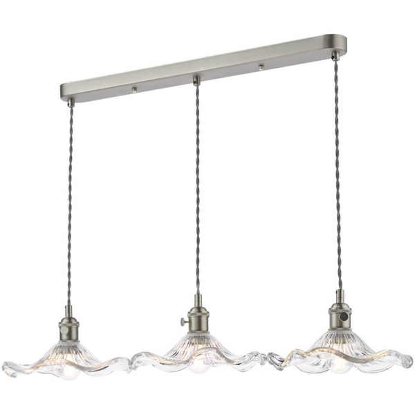 Wisząca lampa szklana Hadano HAD3661-12 falista chrom przezroczysty