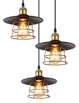 Wisząca lampa Viejo 15086-3BH retro czarna miedziana