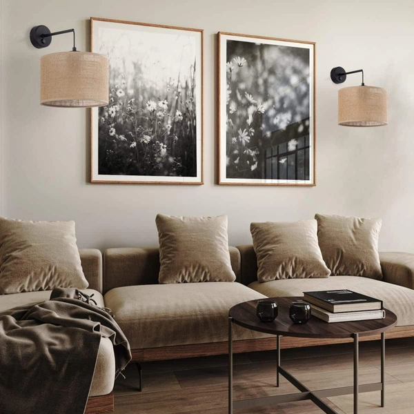 Kinkiet ekologiczny okrągły Juta 6858 TK Lighting rustykalna brązowa