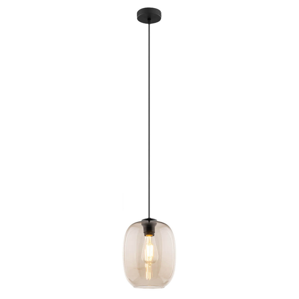 Wisząca lampa metalowa Elio 4338 TK Lighting do salonu bursztynowa czarna