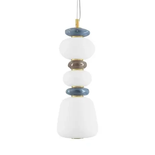 Skandynawska lampa wisząca FELANZO LE45241 z porcelany biała złota niebieska