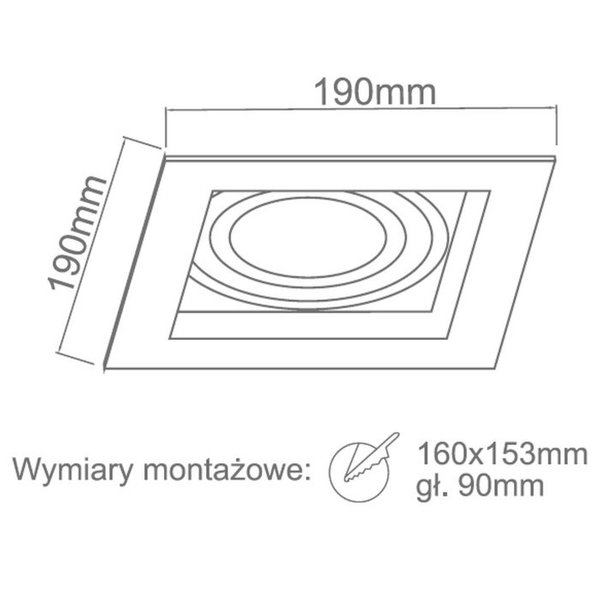 Kwadratowy wpust CARDO OR83361 Orlicki metalowe oczko sufitowe białe czarne