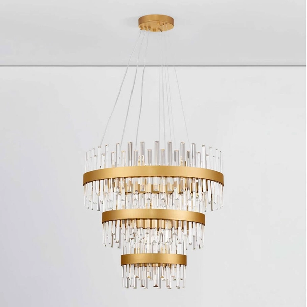 Potrójna lampa wisząca CHOLULA LE44723 pierścienie złota przezroczysta