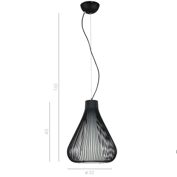 Industrialna LAMPA wisząca INKSIS MDM2245-1 Italux skandynawska OPRAWA metalowy ZWIS druciana klatka czarna