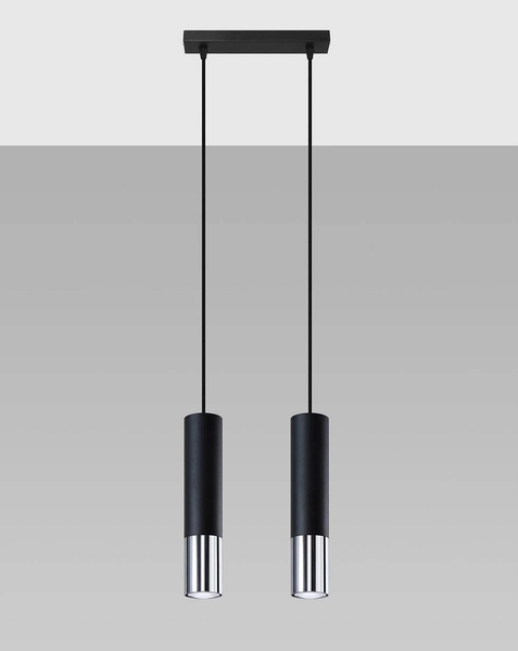 Loftowa LAMPA wisząca SL.0941 modernistyczna OPRAWA metalowy ZWIS tuby czarne chrom