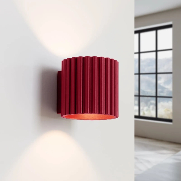 Lampa ścienna burgundowa AURA SL.1821 ryflowana 1xG9 tubka