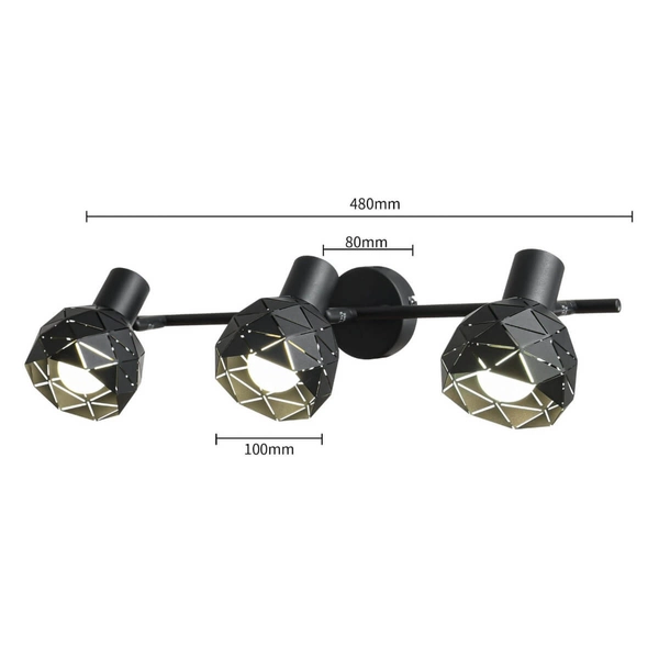 Regulowana LAMPA sufitowa REUS LP-8069/3WS BK Light Prestige metalowa OPRAWA geometryczny spot czarny