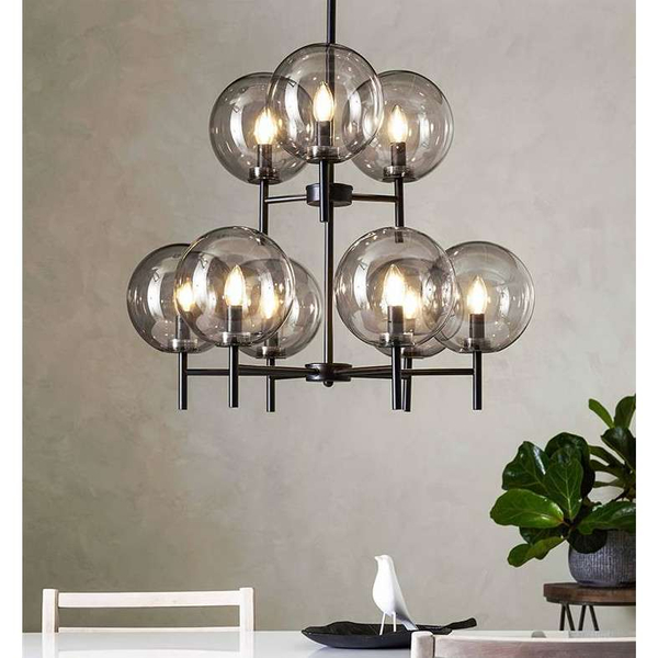 Loftowa LAMPA wisząca CROWN 107921 Markslojd skandynawska OPRAWA żyrandol ZWIS szklane kule balls sticks czarny przydymiony