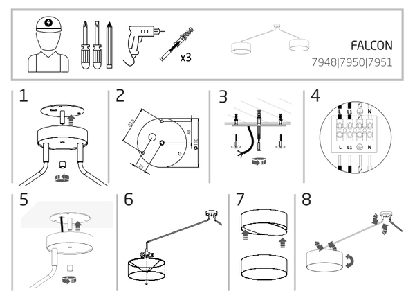 LAMPA sufitowa FALCON 7951 Nowodvorski abażurowa plafoniera biała