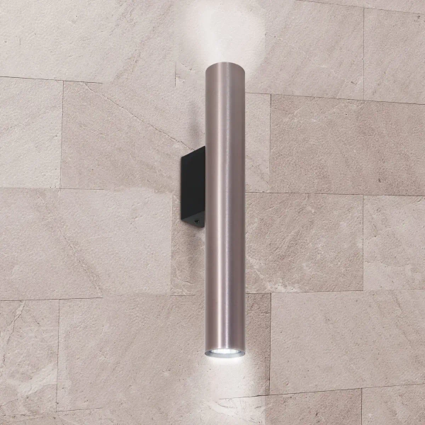 Metalowa lampa ścienna Lungomare 326119 podłużna tuba szara czarna