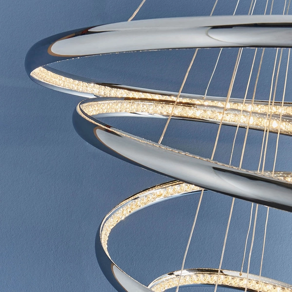 Wisząca lampa ringi Ozias 81906 LED 97W 3000K metalowe obręcze chrom