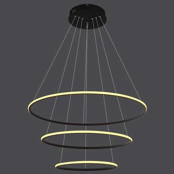 Okrągła LAMPA wisząca SLIM/000022/3000/B MDECO metalowa OPRAWA zwis LED 93W 3000K pierścienie czarne