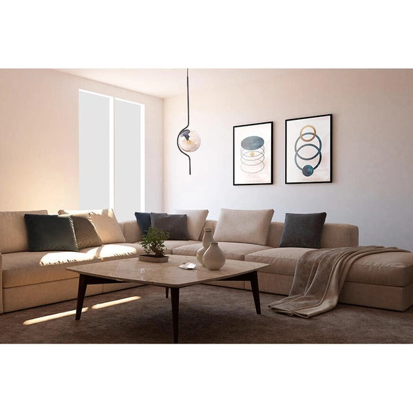 Szklana lampa wisząca Vela K-5335 bańka kula metalowa bursztynowa czarna