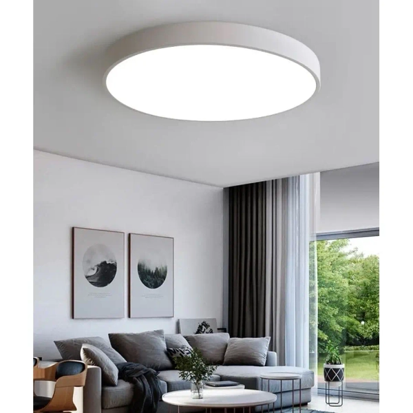 Okrągły plafon do salonu Abigali-MD1001-30-BW-W LED 20W 3000K biały