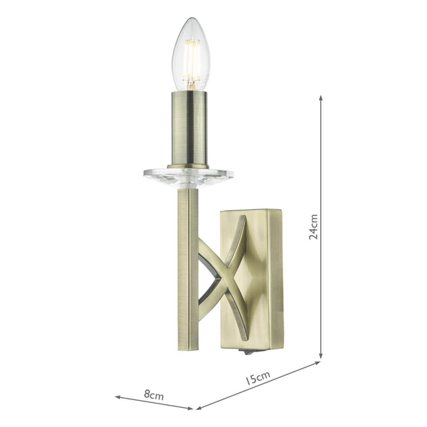 Oprawa ścienna Lyon LYO0775 Dar Lighting do przedpokoju kryształ mosiądz