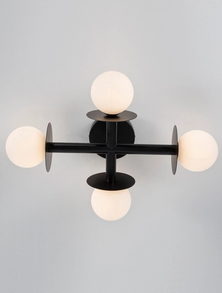 Sufitowa lampa 4-punktowa URUAPAN LE42887 Luces Exclusivas szklane kule białe czarna