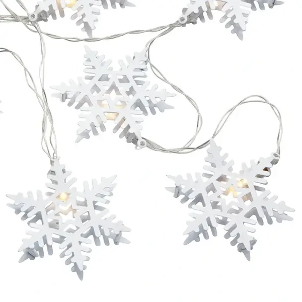 Łańcuch śnieżynki dekoracja choinki 1,35m 10 LED 0,6W biała