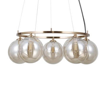 Okrągła wisząca lampa Molite PND-1098-5R-HB do jadalni złota bursztynowa
