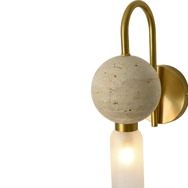 Modernistyczna naścienna lampa Bilo WL0111 tuba biała mosiądz