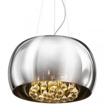 Lampa wisząca crystal Burn okrągła glamour nad łóżko chrom