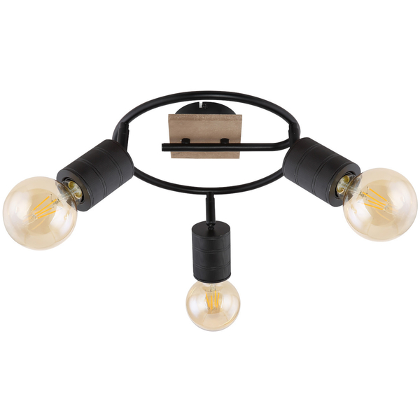 Regulowana LAMPA sufitowa JOSELLA 54033-3 Globo metalowa OPRAWA reflektorki czarne drewno