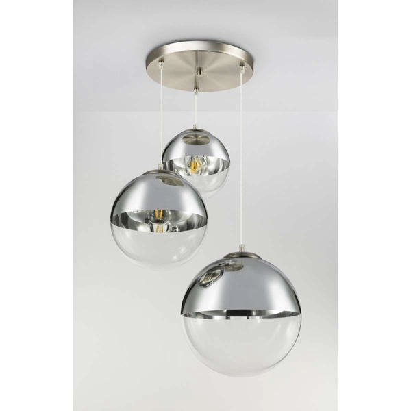 LAMPA wisząca VARUS 15851-3 Globo szklana OPRAWA zwis kaskada kule balls chrom przezroczyste