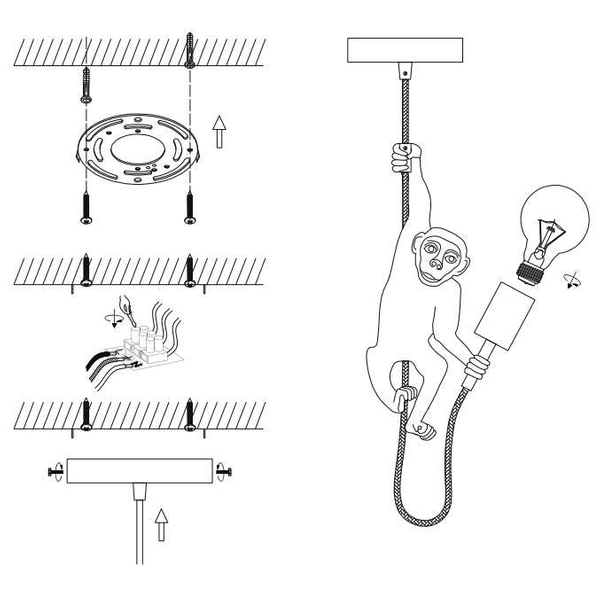 Dekoracyjna lampa wisząca CHIMP 10402/01/30 Lucide małpka złota czarna