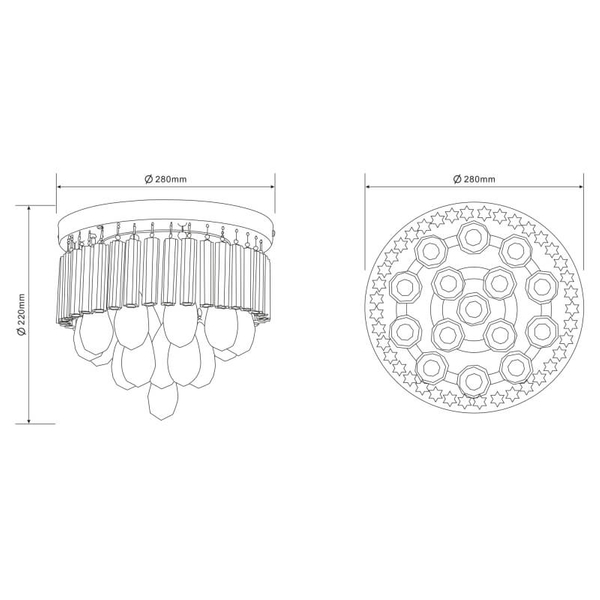 Plafon kryształowy Manilo 68598A nad łóżko LED 12W 4000K chrom