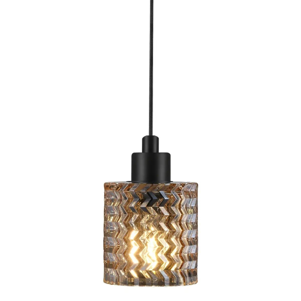 Wisząca lampa nad stół tuba HOLLYWOOD 46483027 szklana bursztynowy czarny