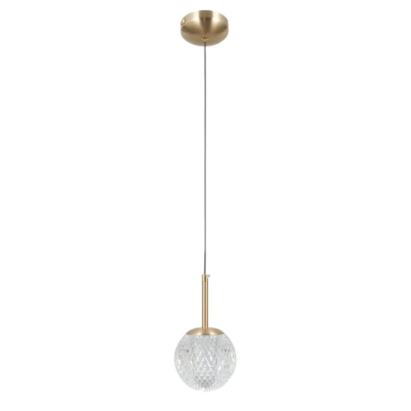Kryształowa wisząca lampa Padri PND-40827-1-HBR-CL kula glamour złota