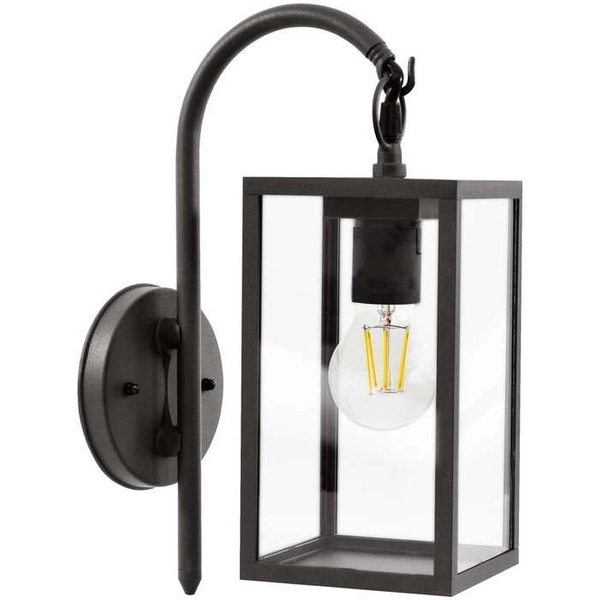 Zewnętrzna LAMPA ścienna MALMO 309174 Polux elewacyjna OPRAWA ogrodowa KINKIET klatka outdoor IP44 grafitowa przezroczysta