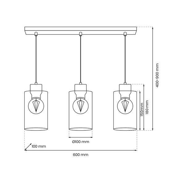Lampa wisząca Madera MLP8555 na listwie biała drewniana