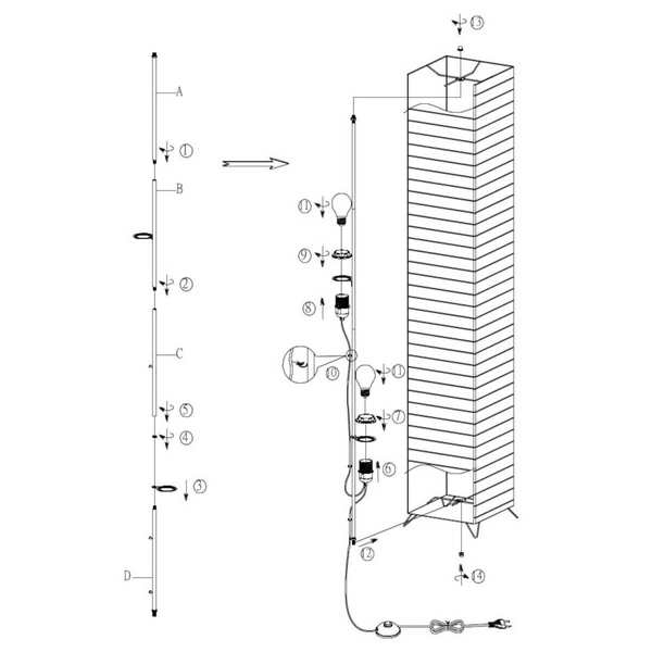 Stojąca lampa Bamboo R40122001 papierowa tuba biała podłogowa
