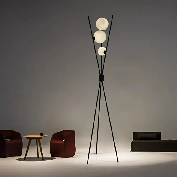 Designerska stojąca lampa Goliat LPGOL kule  czarna