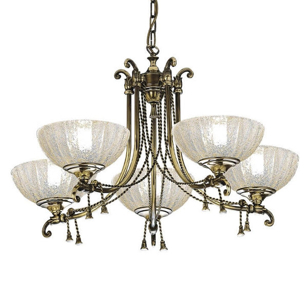 Żyrandol z regulacją Granada 8315 zwis na łańcuchu bursztynowy mosiądz