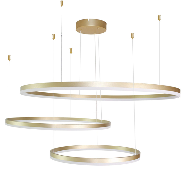 Złota lampa wisząca Halo LED 130W 3000k rings nad stół do jadalni