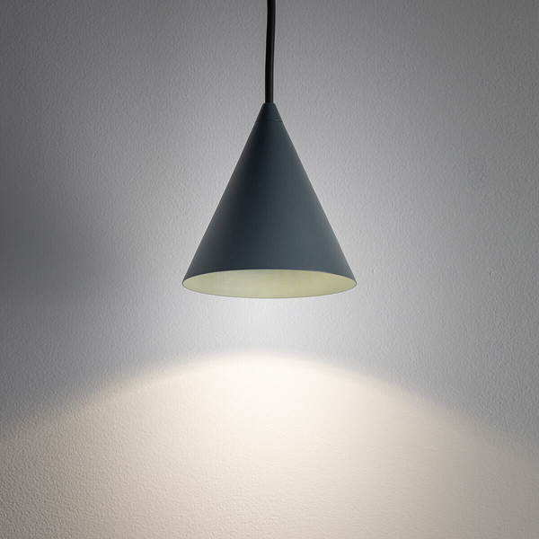 Wisząca lampa stożkowa do salonu ZENITH 11493 szary błękit