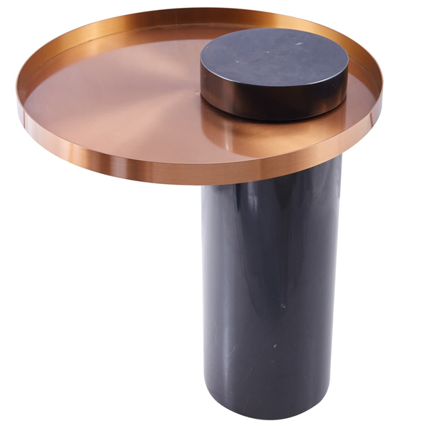 Marmurkowy stolik kawowy COLUMN DP-FA1 black copper Step marmur stal czarny miedziany