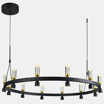 Modernistyczna LAMPA wisząca ALMELO PND-83812-24 Italux metalowa OPRAWA okrągła ZWIS LED 50,4W 3000K tuby czarne przezroczy