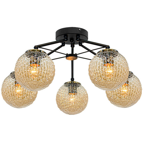 Modernistyczna LAMPA sufitowa 2100/5 BLACK Elem szklana OPRAWA loftowa balls czarna